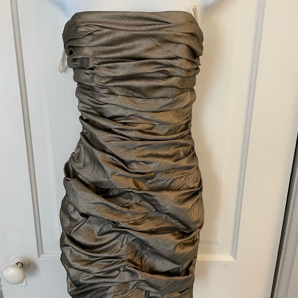Jessica McClintock strapless dress bronze